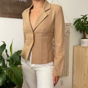 Vintage Tan Beige A Byer Fitted Blazer Preppy